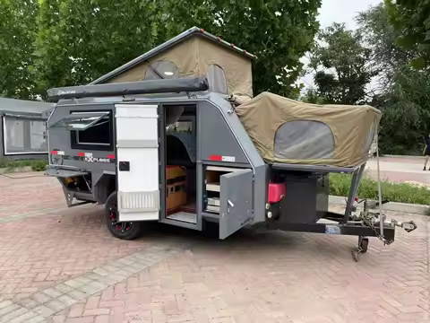 New Design Fashionable Off Road Pop up Camper Trailer Mobile Small Rv Caravan Camping Tiny Travel Trailer