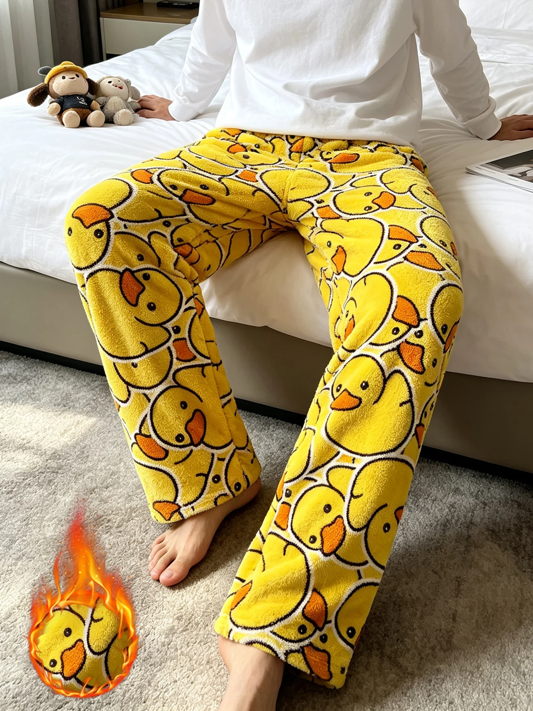 26 Antumn/Winter Mens Women's Loungewear Pajama Pants Duck Pattern 3D Printed Long Lounge Flannel Pants Popular Home Couple Gift