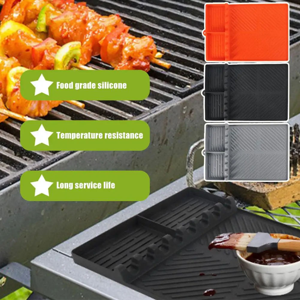 Grill Werkzeug matte Silikon Schutz kissen Anti-Staub-Reinigung Ofen Top flappen Pad Grill Box Grill platte Zubehör Öl Outdoor T8G9