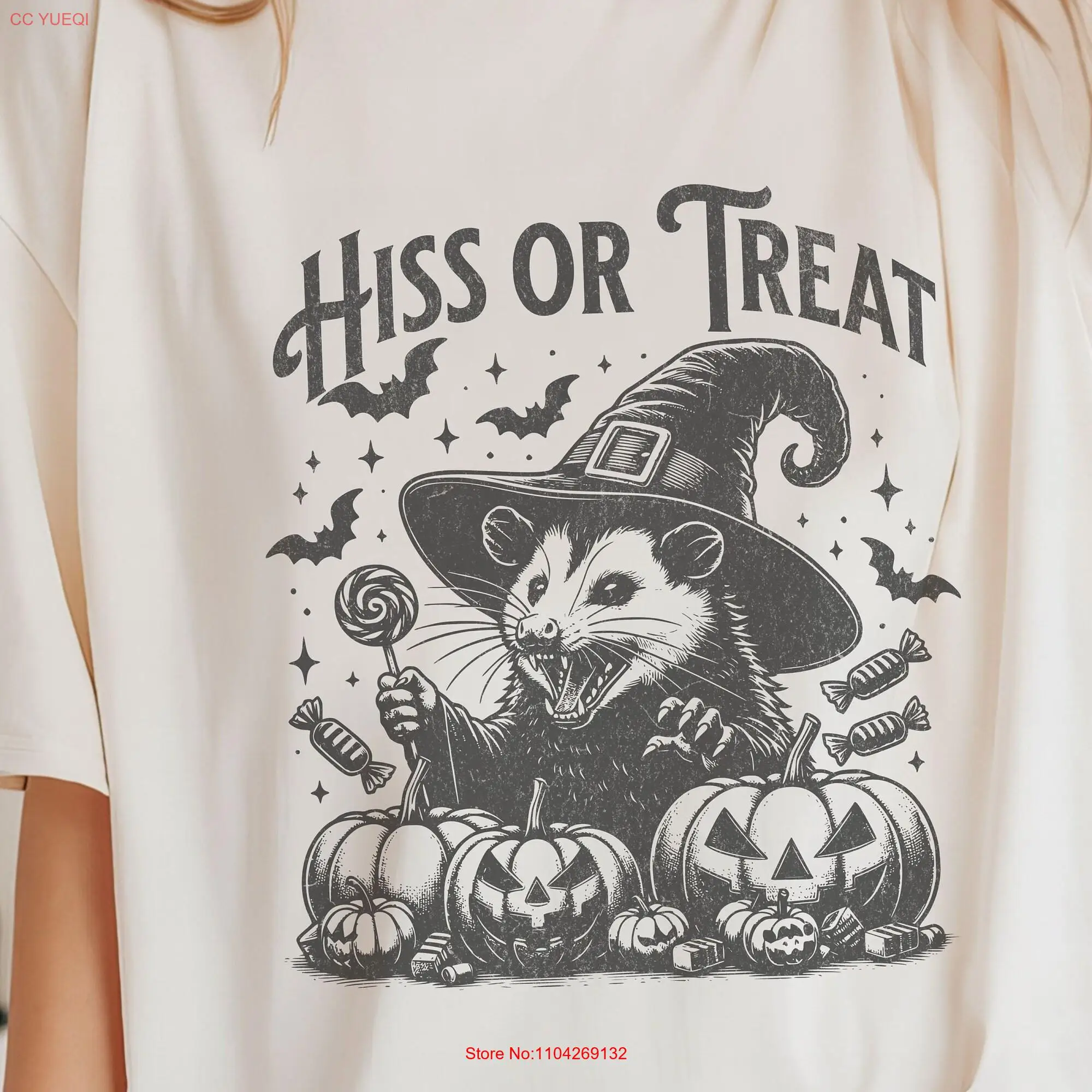 Opossum Halloween T Shirt Funny Hiss or Treat Lover s Cute Vintage Retro Possum long or short sleeves