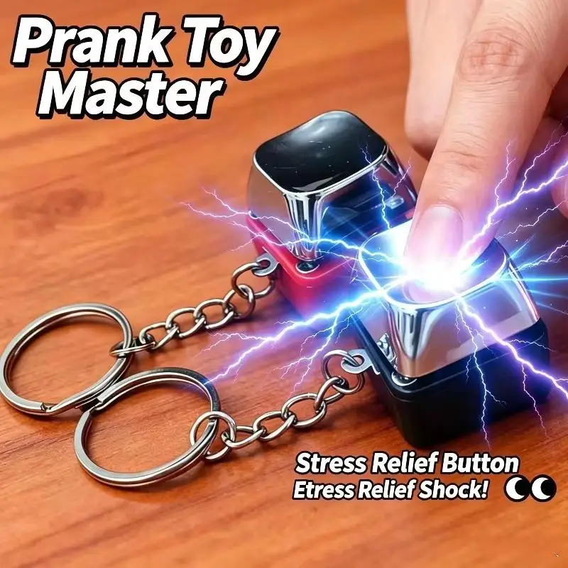Electric Keyboard Click Keychain Street Trick Novelty Item Fidget Keychain Shocking Trick Clicker Toy
