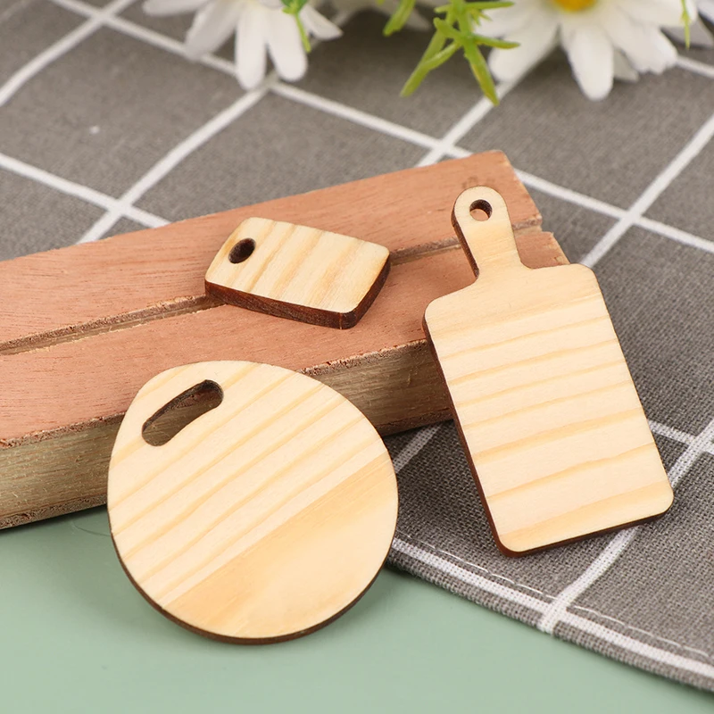 1/12 Dollhouse Miniature Wooden Plate Simulation Tray Model For Doll House Decor Mini Wooden Cartoon Dessert Fruit Bread Tray 1X