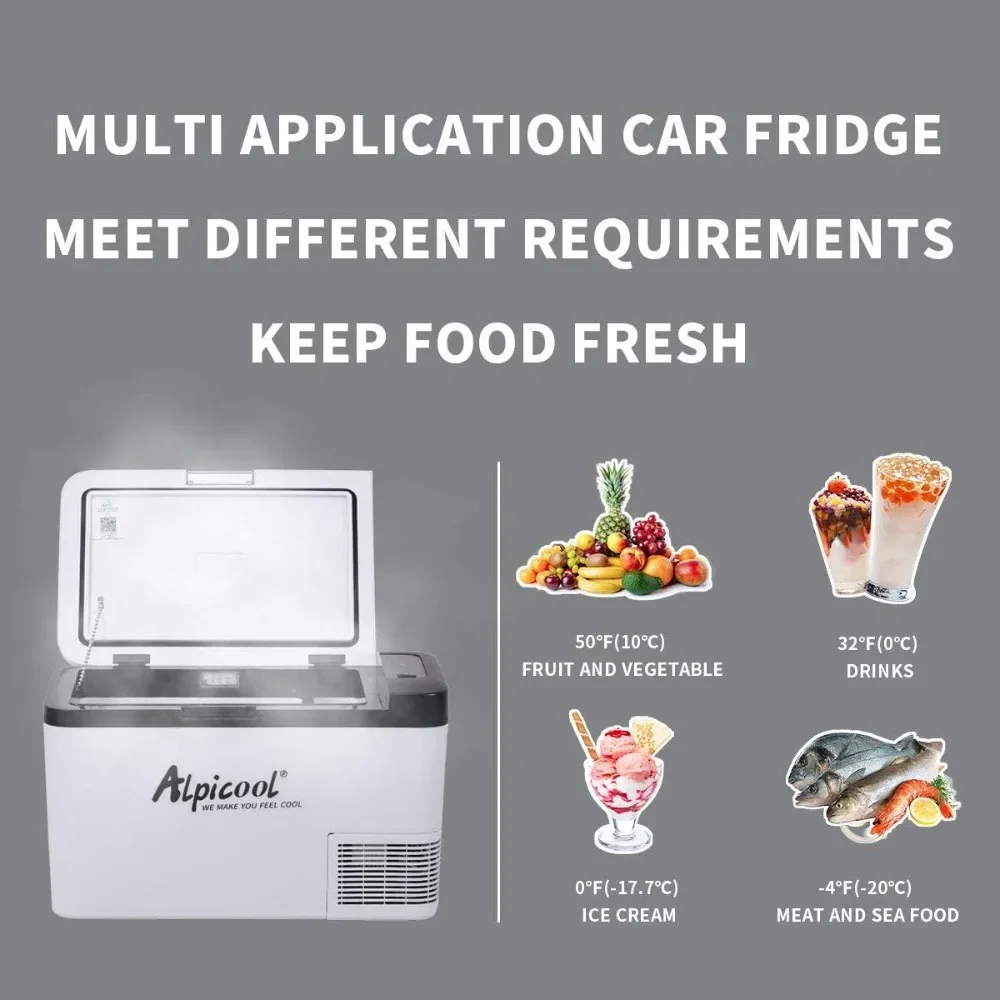 12 Volt Car Refrigerator, 26 Quart (25 Liter) Fast Cooling 12V Car Fridge Freezer -4℉~68℉,12/24V DC and 100-240V AC