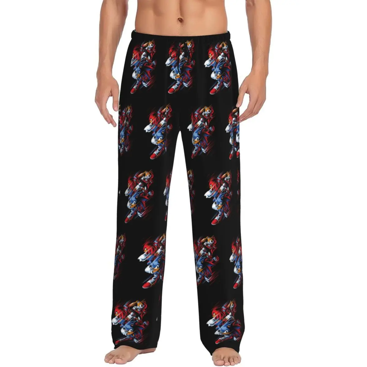 

Custom Printed Men's Soniced Pajama Pants Hedgehog Game Sleepwear Sleep Lounge Bottoms with Pockets
