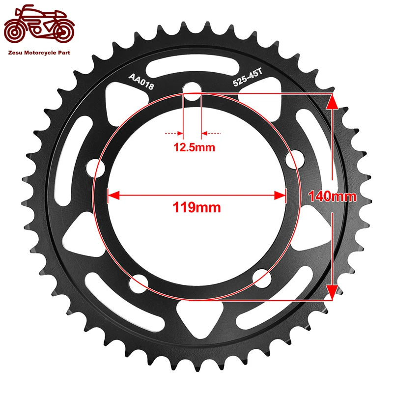 

525-45T 525 45 Tooth Motorcycle Rear Sprocket 20CrMnTi For BMW S1000 R 2021-2022 S1000 RR 2019-2022 S1000 XR 2020-2022