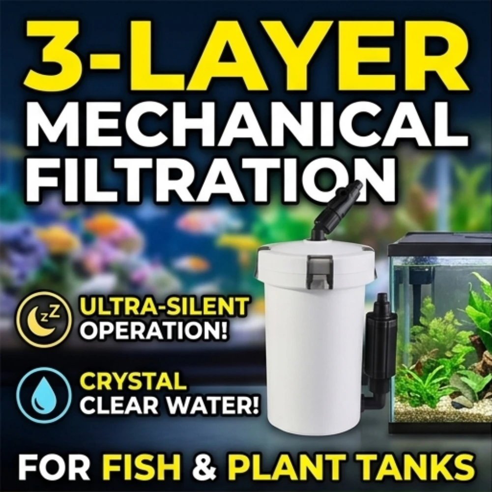 Quiet 3-Stage External Filter For Fish Tank Aquarium Cleaning System High Quality Engineering Plastic Durable Design