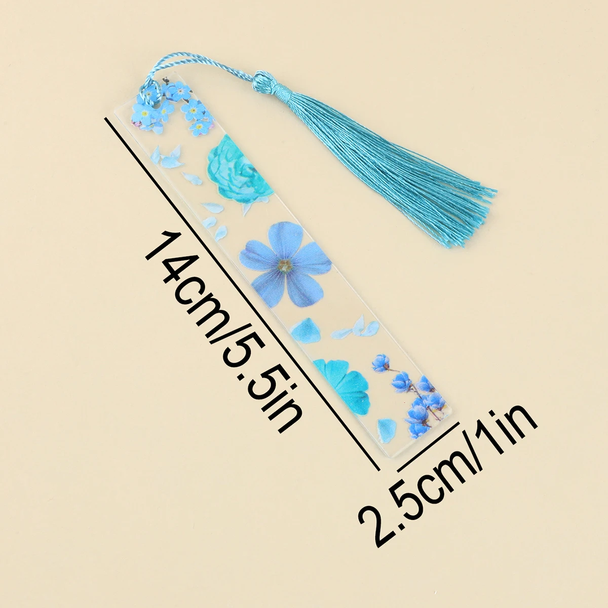Transparent Acrylic Bookmark, Multi-Colored Floral Pattern Reading Aid, Bookmark with Tassel for Marking Pages in Books
