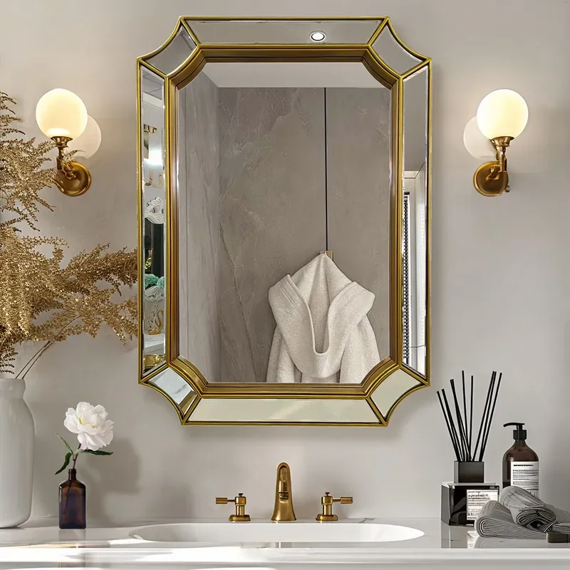 Light Luxury Modern Simple Bathroom Mirror Large Wall Mounted Hanging Mirror for Entrance Decoration Home Decor