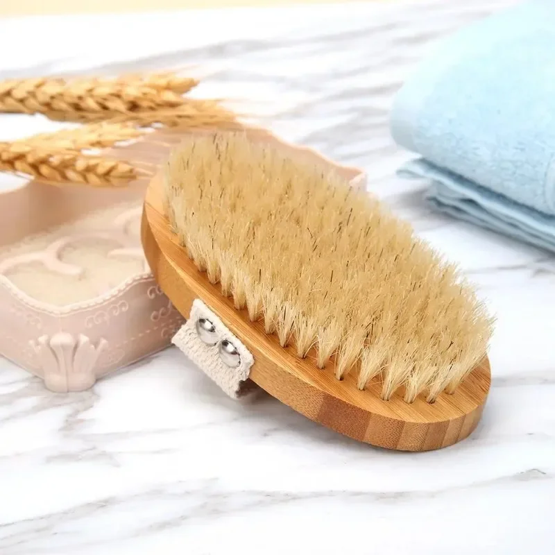 Dry Skin Body Brush Soft Natural Bristle Shower Brushes Wooden Bath Shower Bristle Brush SPA Body Brushes Without Handle