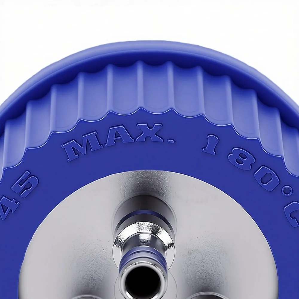 304 Stainless Steel + Plastic Safety Feeding Cap Blue Leakage Proof Reagent Bottle Cap Middle GL45 Bottle Cap for GL45