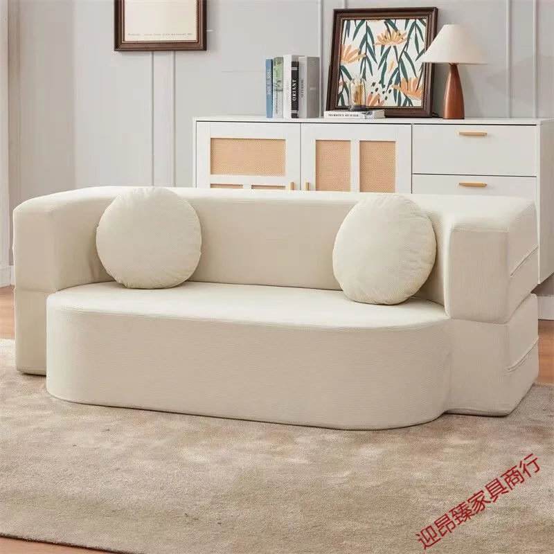 yjq antique fabric sofa household module small apartment living room double triple dual-purpose folding sofa
