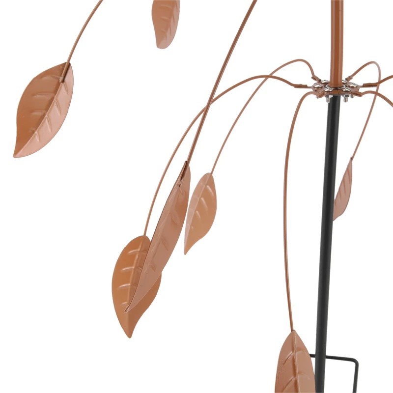 Kinetic Copper Triple Spinner - Falling Foliage Kinetic Wind Sculpture Dual Spinner - Dancing Willow Leaves