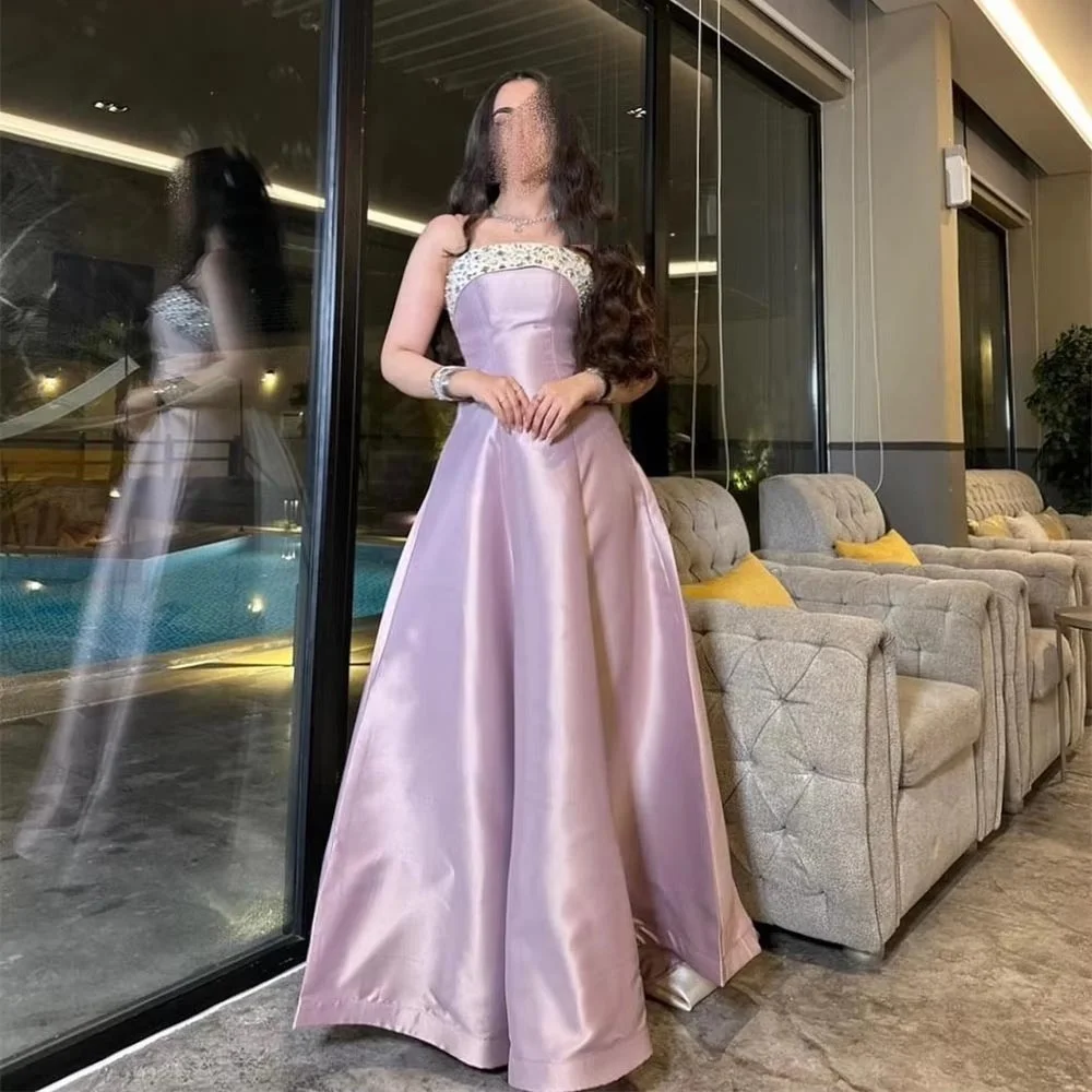 

Best Selling Sleeveless Beading Evening Dresses Charming Ruffle Prom Dress Exquisite Boat Neck Party Gown فساتين سهرة Customized