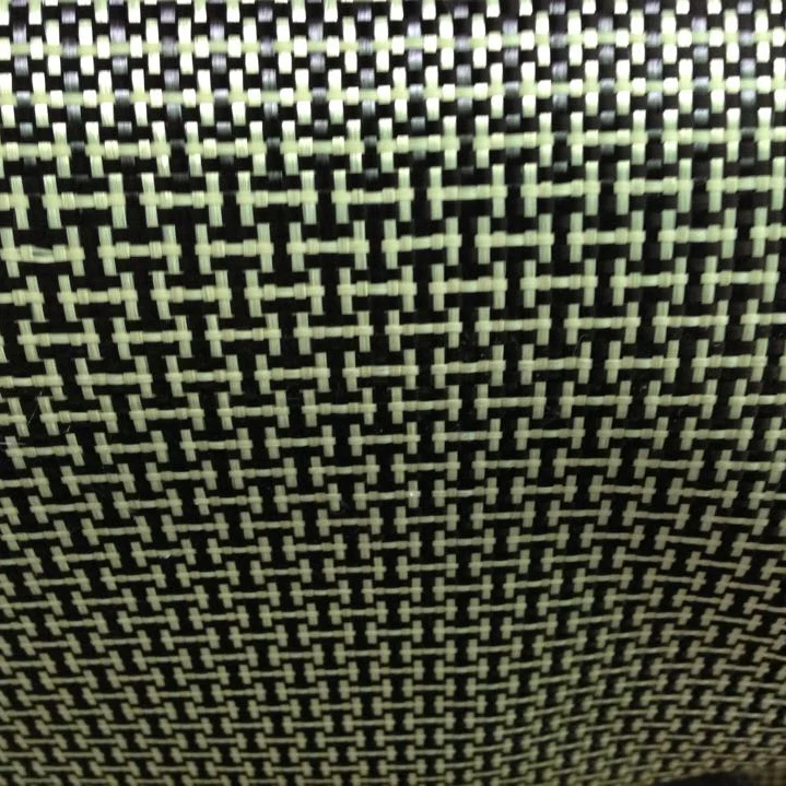 Yellow Kevlar & Carbon fiber mixed Fabric Plain Hybrid Carbon Kevlar Cloth 100D / 3K 200gsm 12\