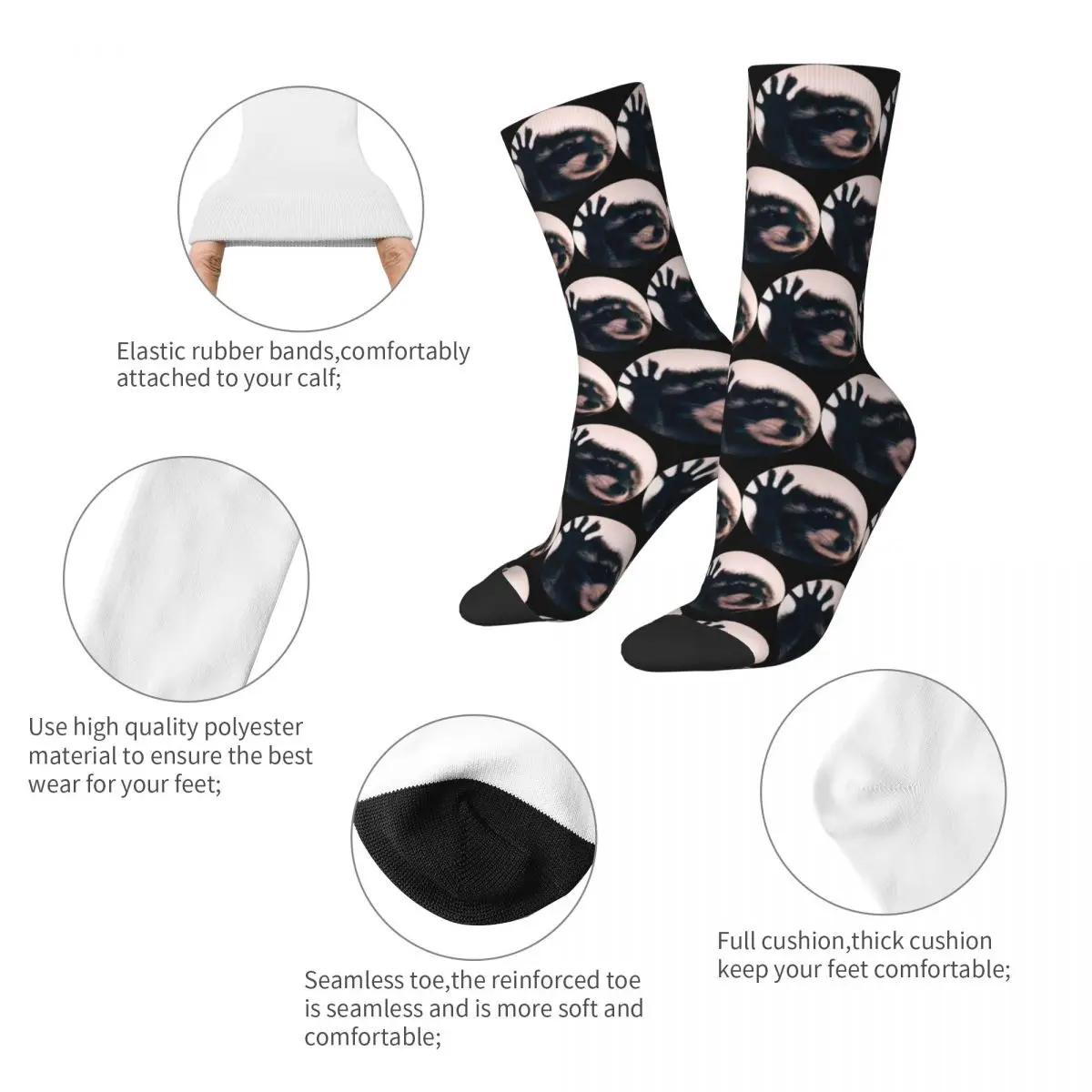 Pedro Raccoon Dancing Socks Cute Funny Casual Stockings Spring Anti Skid Men Socks Soft Printed Running Socks