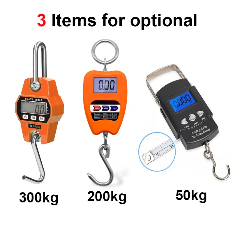 Báscula Digital Colgante con Carcasa de Aluminio Fundido, Mini Grúa de Mano de 50/200/300 kg con Gancho para Granja, Caza, Pesca y Actividades al Aire Libre