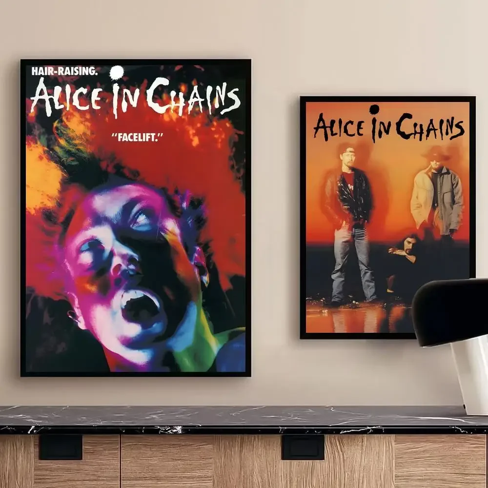 Band A-Alice In Chains Poster Self-adhesive Art Waterproof Paper Sticker Coffee House Wall Decor view 3