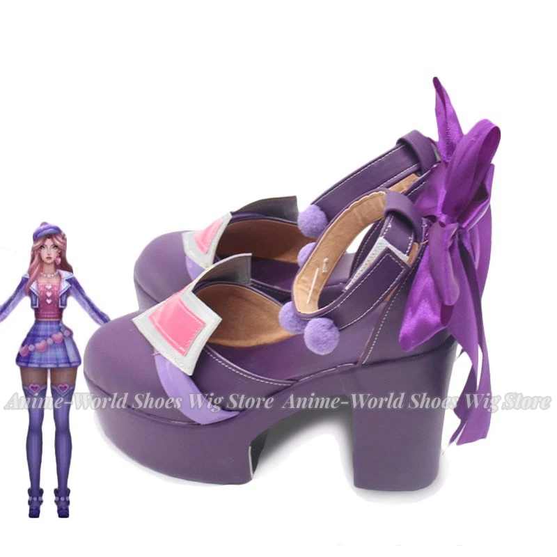 LOL Heartache & Heartthrob Caitlyn Cosplay Shoes LOL Valentine's Day Cosplay Prop Halloween Carnival Boots PU Shoes Custom Made