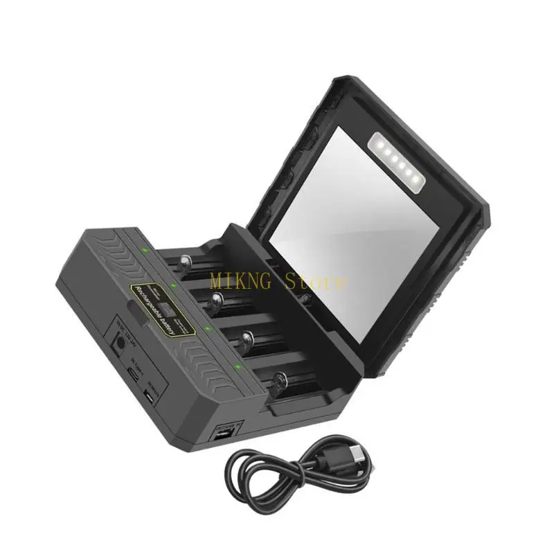 USB C البطارية الشمسية 4 فتحة بنوك الطاقة حالة شحن بطارية ليثيوم ل 26650/21700/18650/18500/16340 أفضل بيع
