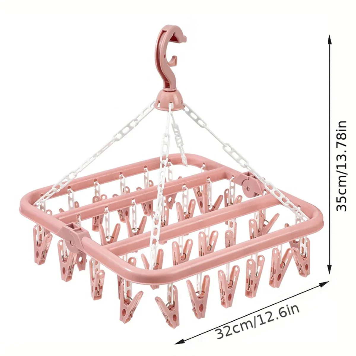 1pc 32-clip Large Capacity Plastic Socks Hanger, Underwear Durable Clothes Drying Rack, Clothes Rack For Baby, Household Storage