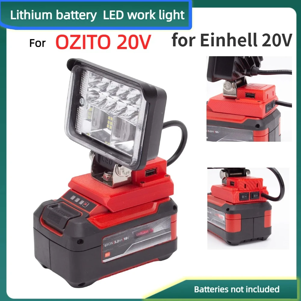 Luz de trabalho externa portátil para série de bateria de íon-lítio Einhell /OZITO 20V para iluminação de área, manutenção na estrada e Encamp