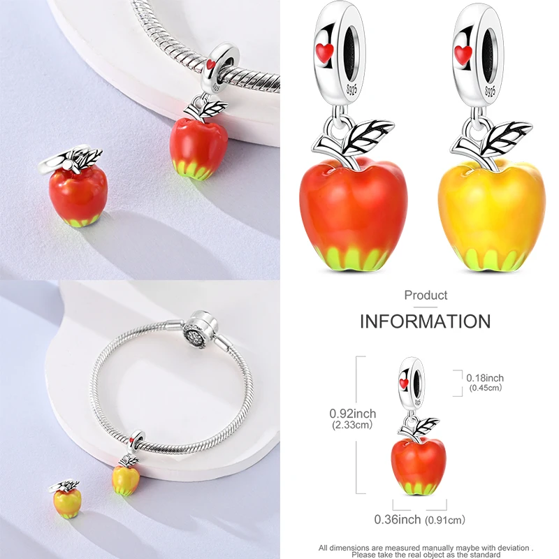 Hot 925 Sterling Silver Fruit Series Charms Strawberry Cherry Avocado Lemon Beads Fit Original DIY Bracelet Women Jewelry Girl