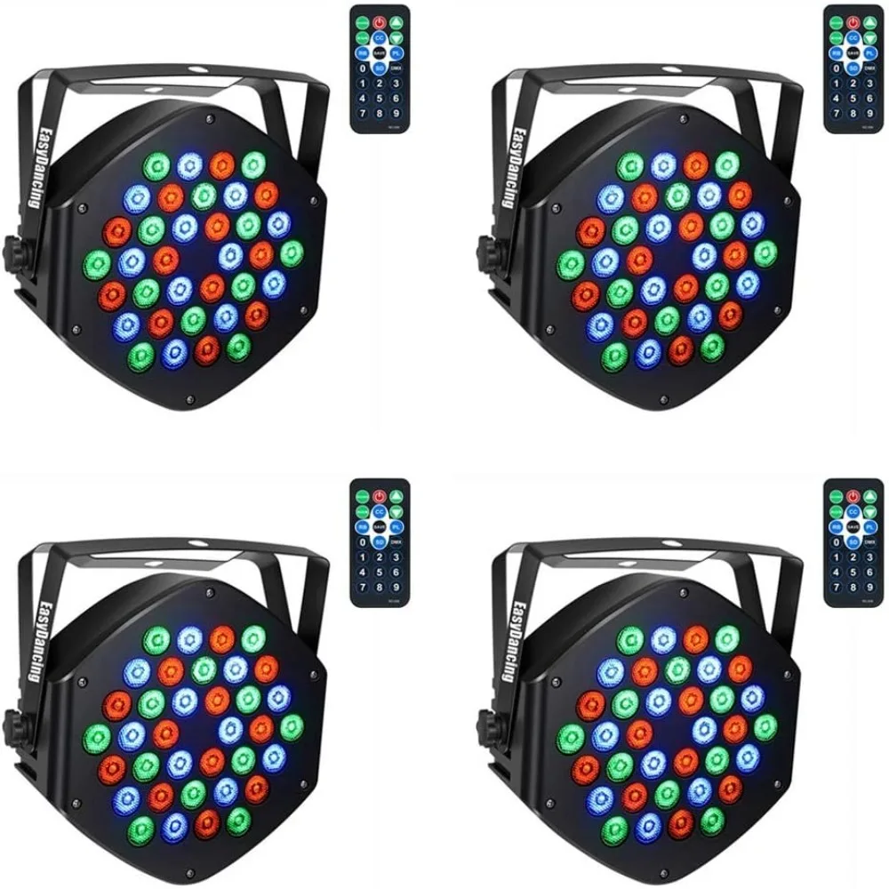 Stage Lighting, 36x1W LED Par Light RGB 7 Channel with Remote for DJ KTV Disco Party (4pcs)