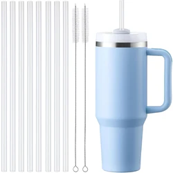 4/8/12 Pcs Replacement Straws Compatible with Stanley 30oz 40oz Tumbler, Reusable Plastic clear straws with 1 Cleaning Brush