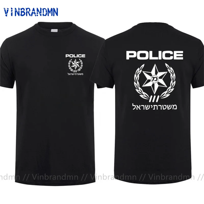 Israeli PoliceMan Israel Cops T Shirt Man Cool T-shirt IDF Israel Army Elit Black Tshirt Men Tees Harajuku Streetwear Tee Shirt