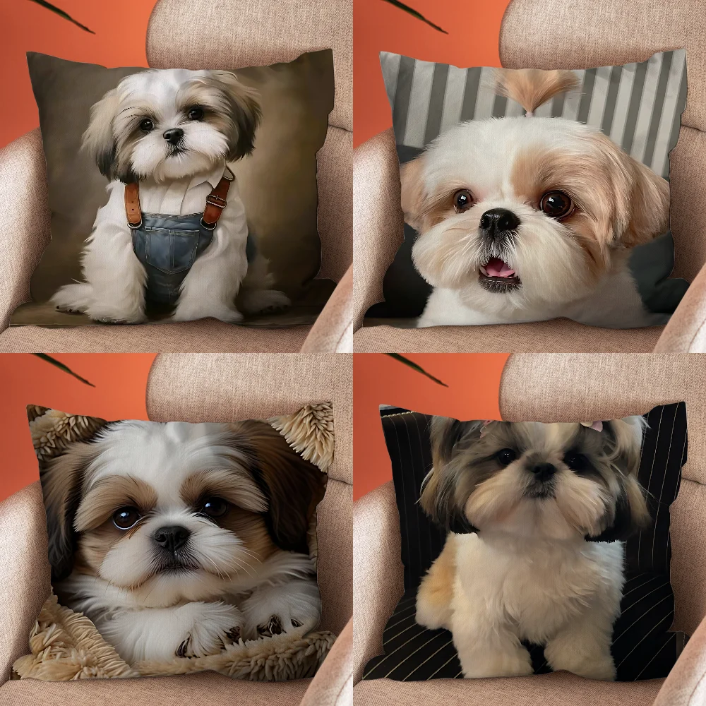 Lovely Shih Tzu  Pillow Case Soft Cushion Cases for Farmhouse Sofa Decor Home Decorations and Protector Pillow Case