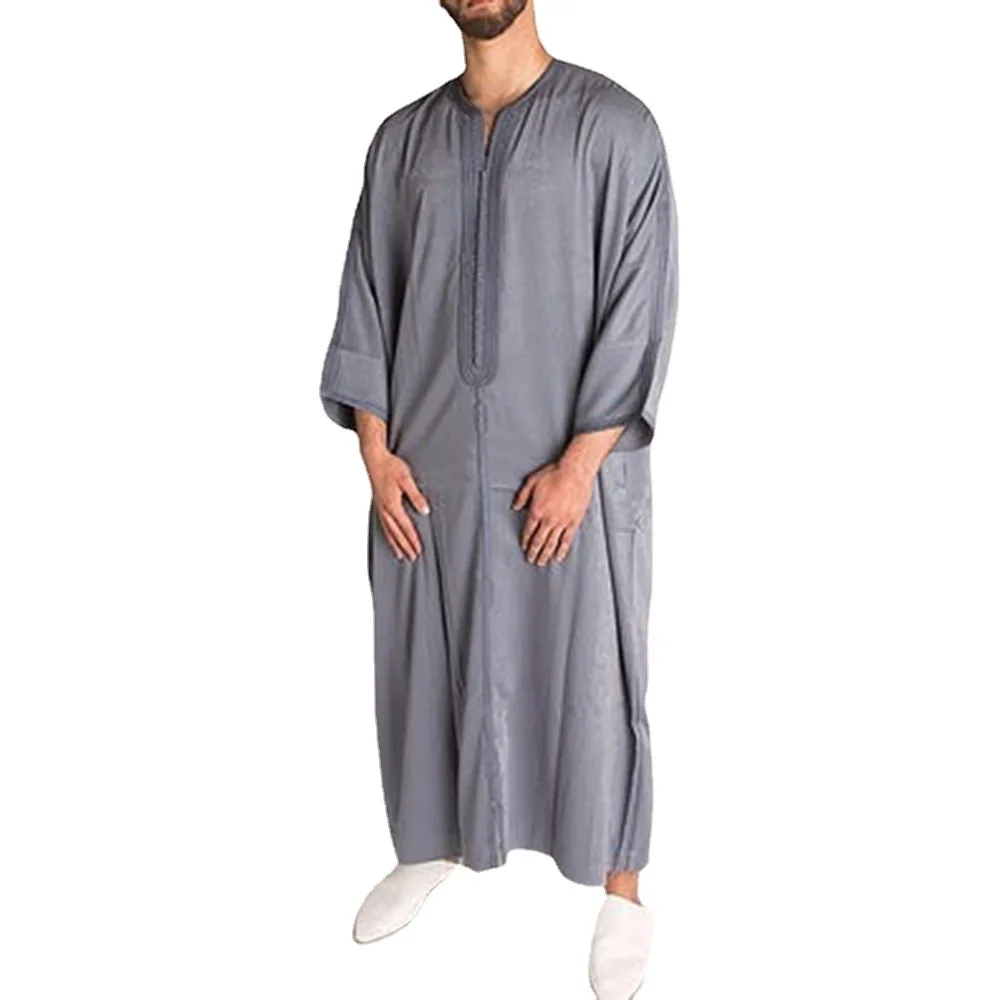 Eid Muslim Men Long Robe Pakistan Ramadan Moroccan Solid Abaya Islam Jalabiya Caftan Saudi Arabia Turkey Dubai Abayas Kaftan