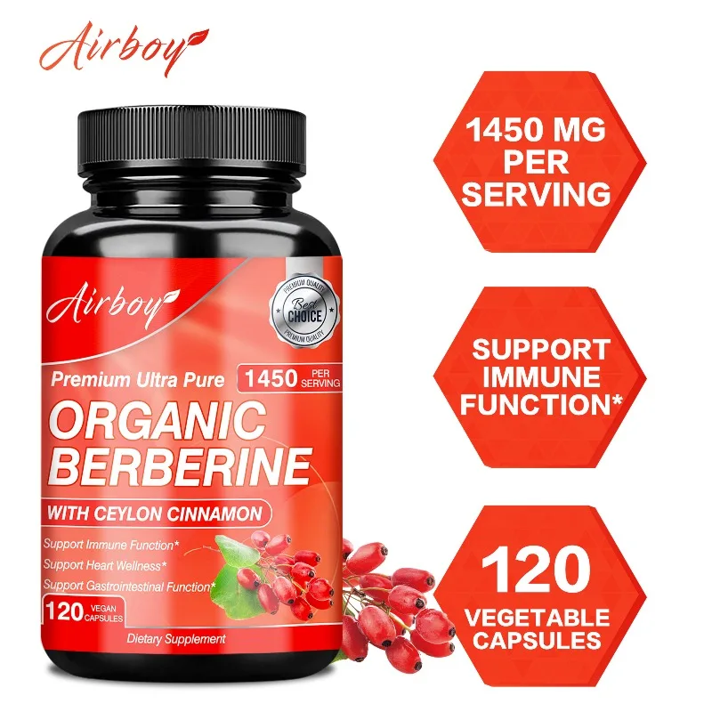 Berberine Capsules - Supports Cellular Energy, Balance Blood Sugar, Promotes Brain, Heart and Cardiovascular Health, Metabolism