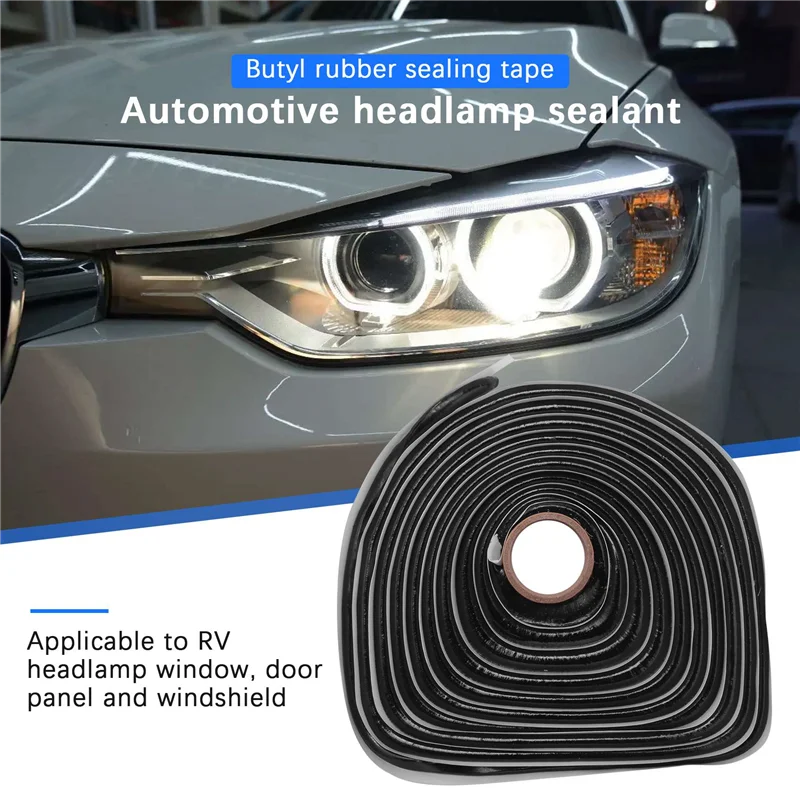 15FT Butyl Rope Butyl Rubber Sealing Tape Is Suitable for RV Headlight Window, Door Panel Windshield