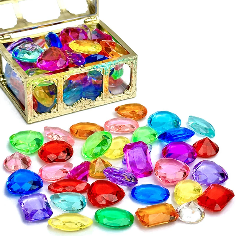 Crystal Box Treasure Kids Toys Acrylic Colorful Diamond Gems Plastic Large Jewels Big Child