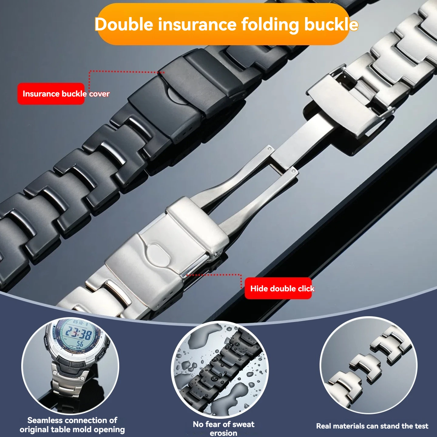 Cadena de reloj de alta calidad compatible con reloj de montaña Casio PROTREK PRG-110T/Y PRW-1300Y correa de reloj de aleación de titanio modificada