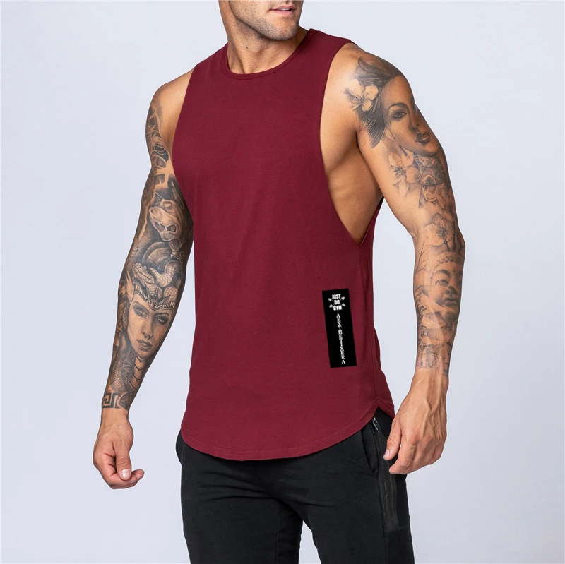 

Summer Men Cotton Breathable Sleeveless Gym fitness Bodybuilding Fitness Muscle Tank Tops T-Shirts Sport Casual Loose Singlets