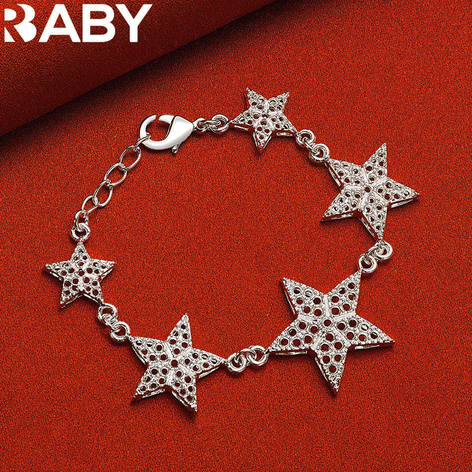 URBABY 925 فضة تصميم ستار أساور للنساء الرجال الإبداع الهدايا الشارع كل مباراة الحفلات والملابس اليومية
