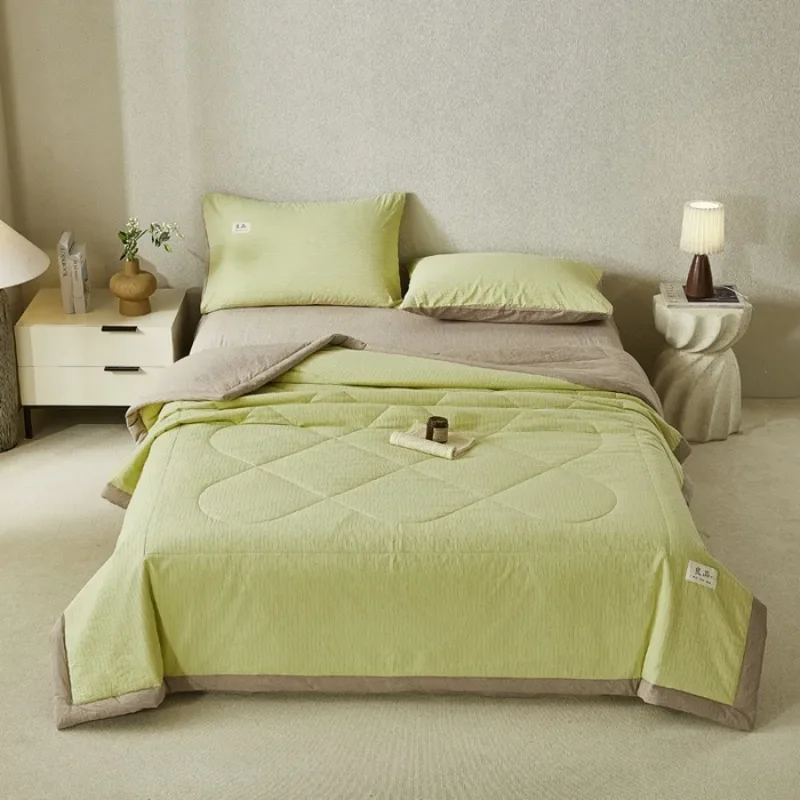 Class A corrugated yarn pure cotton jacquard summer quilt air conditioner quilt summer cool quilt four-piece single dormitory