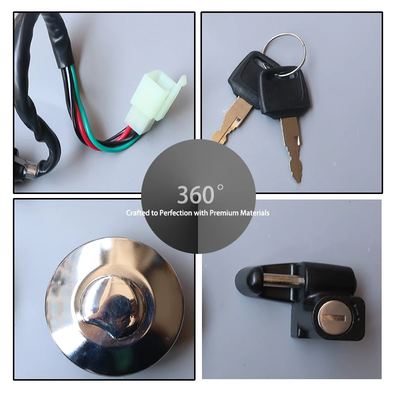 LINGQI Metal Key Set Ignition Switch Steering Lock Fuel Tank Cap for Off Road Motorbike Motocross Dirt Pit Bike Accessories