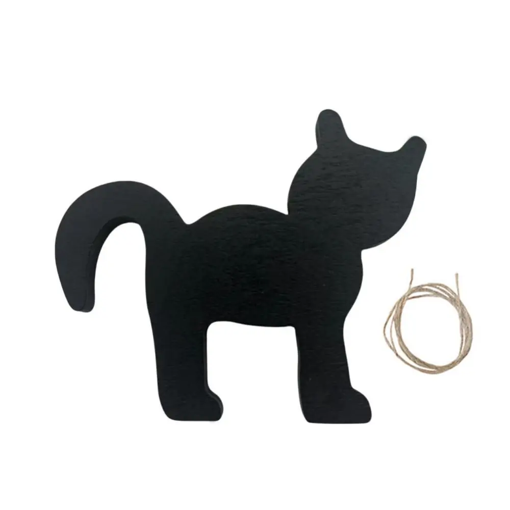 2pcs Table Sign Wooden Halloween Black Cat Ornament Cute Mini Cat Figurine Funny Vivid Cat Sculpture Autumn Season