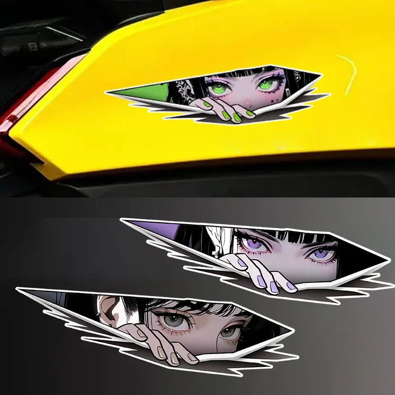 

Peeking Eye Anime JDM Motorcycle Stickers - Waterproof Vinyl Decals for Bike Tank/Fairing, Car Window, Laptop