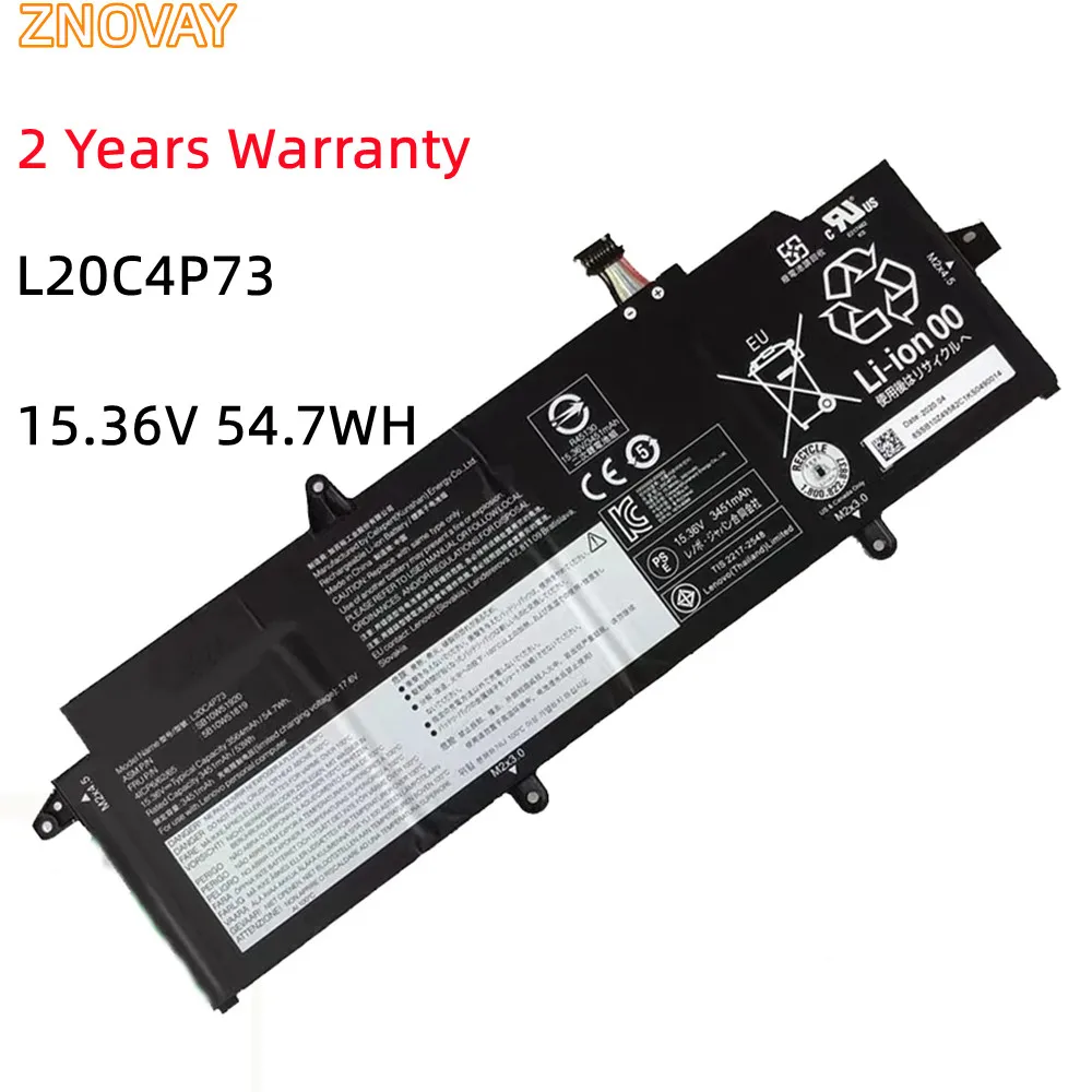 

ZNOVAY Laptop Battery L20C4P73 15.36V 54.7Wh/3564mAh For X13 G2 L20D4P73 L20L4P73 L20M4P73 SB10W51920 5B10W51819 Notebook