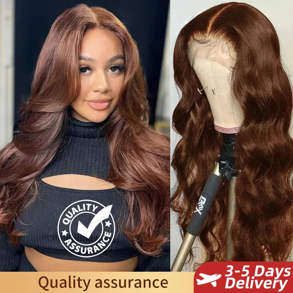 Perruques en cheveux humains ondulés couleur chocolat marron pour la saison d'automne, avec dentelle frontale HD 13x6 et dentelle frontale transparente
