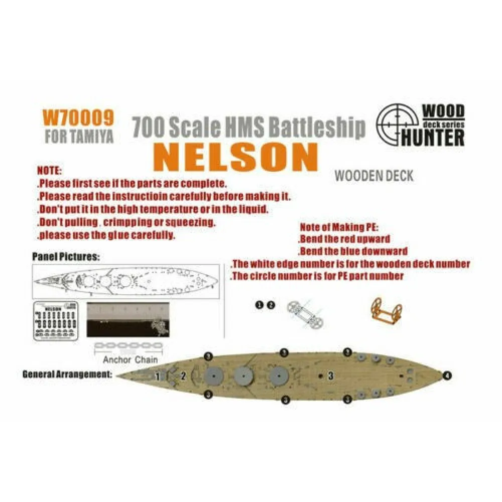 

Hunter W70009 1/700 Wood Deck HMS BATTLESHIP NELSON FOR TAMIYA 77504