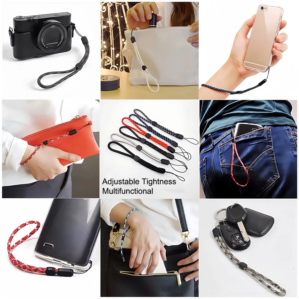 5 Stück 12-45cm Handyhüllenband USB-Schlüsselband Kurzes Lanyard Verstellbare Handschlaufen Anti-Verlust-Handgelenksband für Schlüsselanhänger, Handy, Kamera – Detail 3
