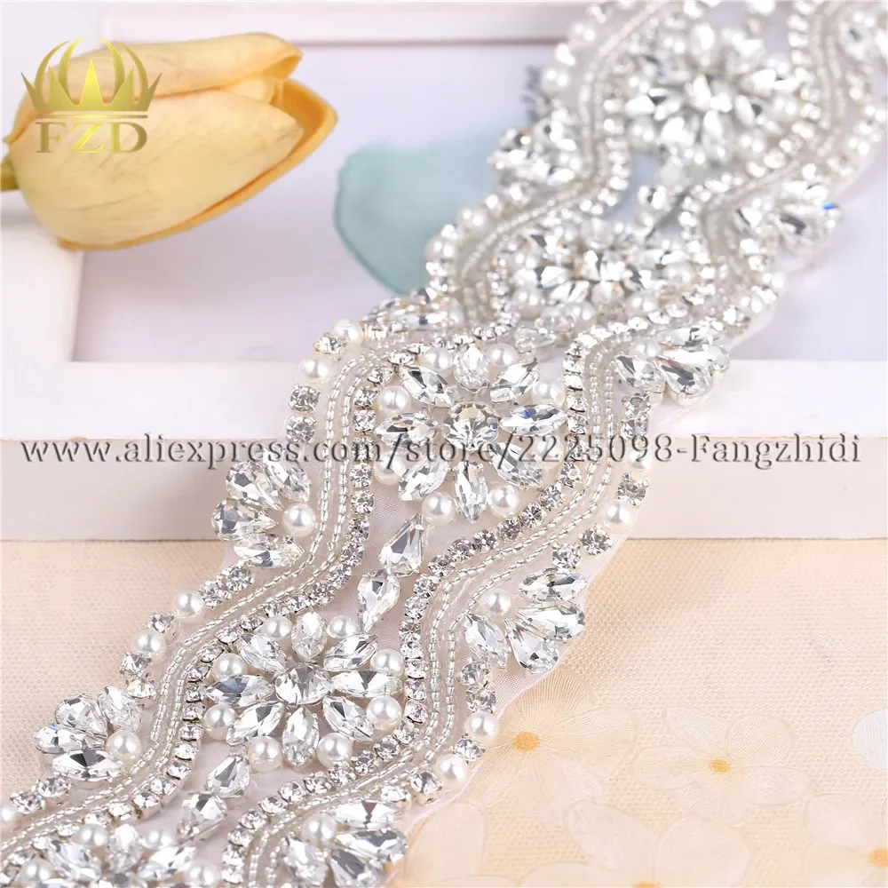 (10yards) Wholesale 1 Yard Sewing On Beaded Hot Fix Bling Decorative Rhinestone Trim for Wedding Dress Bridal Garters Sash