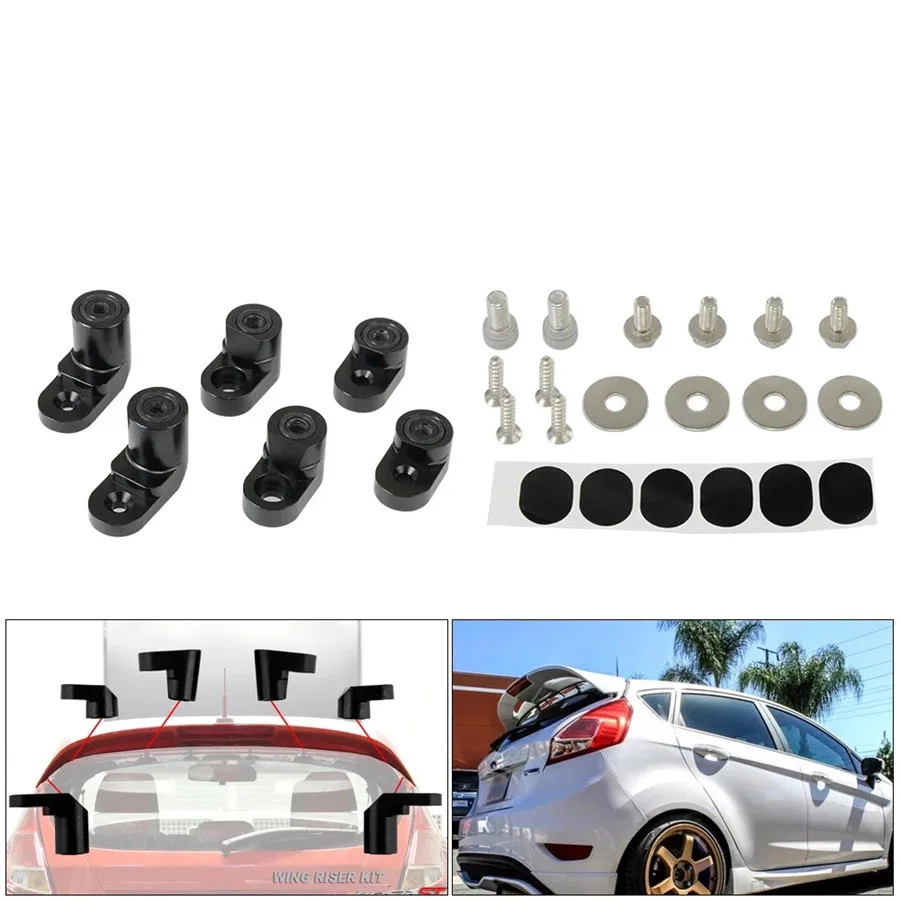 Para modelos Ford Fiesta ST 2014-Up extensión de elevación elevadora de alerón trasero negro