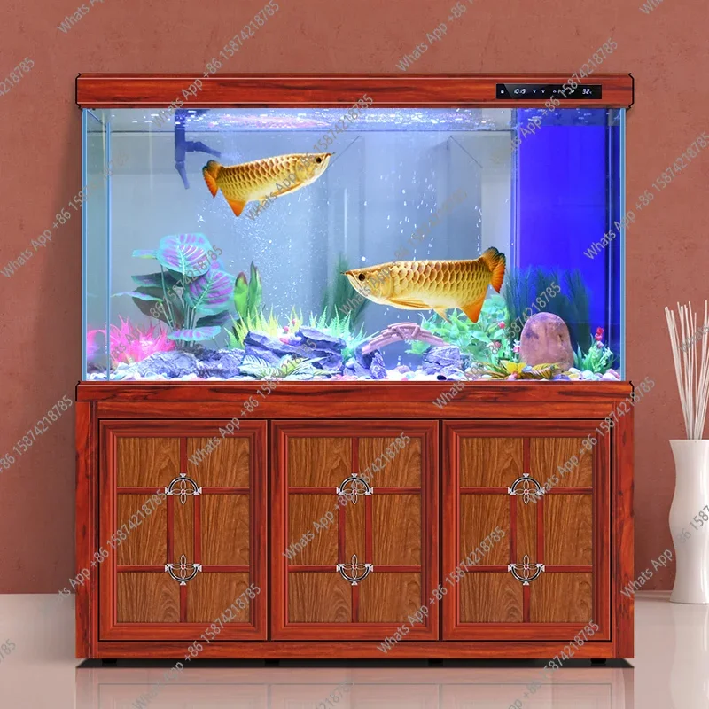 

J C Fish Tank Living Room New Super White Arowana Tank Aquarium Household Large Glass Bottom Filter Chinese Style