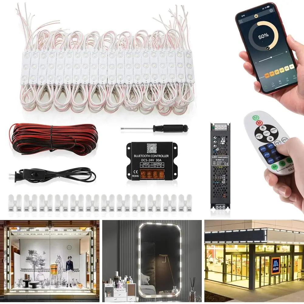 

100t Storeront LED Light Bluetooth APP Control LED ule or Signs Daylight White 6500K Storeront Lights 0.7W 12V DC 200PCS 2835 SM