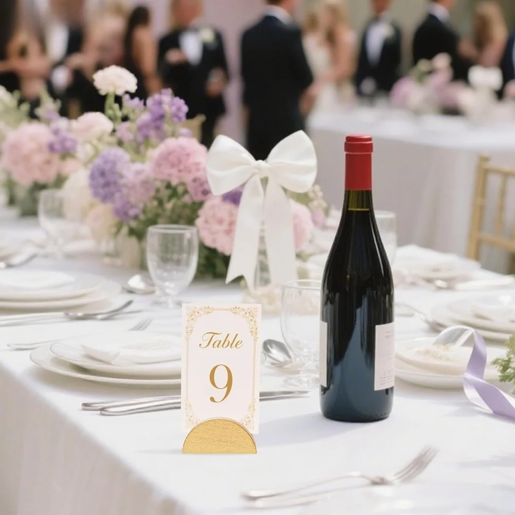 24pcs Wooden Card Holders for Wine Table Display Wedding Party Decor Pine Wood Brown 15x14x4cm with Double Sided Tape